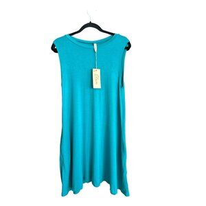 Elan Green Sleeveless T-Shirt Dress Size Large Flowy Cotton Tank New NWT